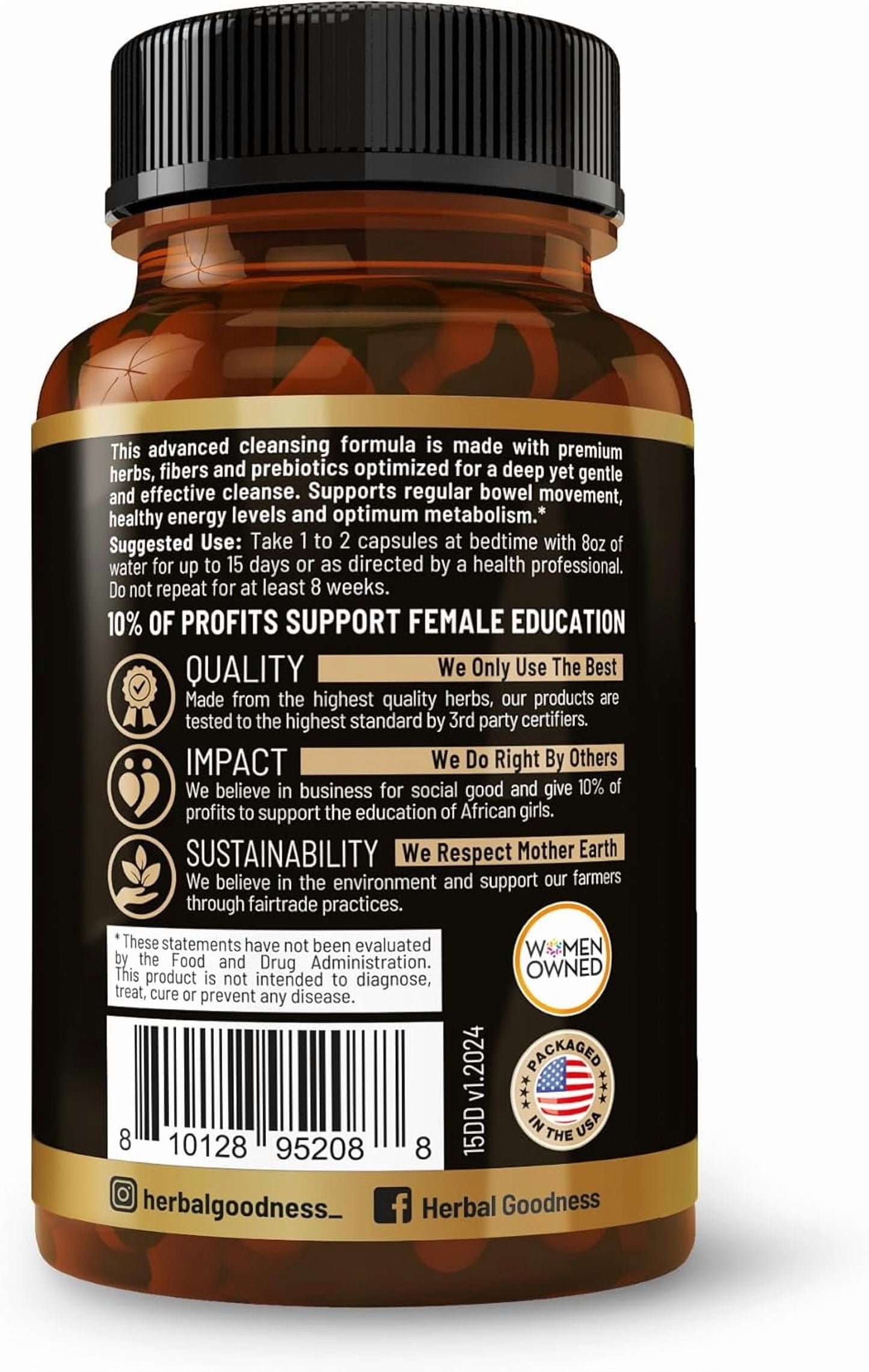 15 Day Detox Capsules - Detox Cleanse Probiotics for Women and Men, Gut & Colon Cleanser Supplement, Senna Leaf, 60Ct -