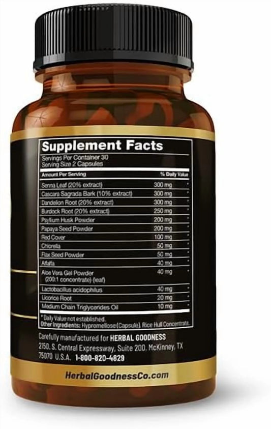 15 Day Detox Capsules - Detox Cleanse Probiotics for Women and Men, Gut & Colon Cleanser Supplement, Senna Leaf, 60Ct -