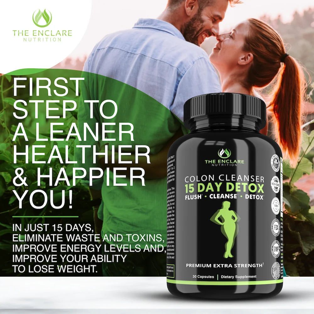 15-Day Colon Cleanse Detox for Weight Loss, Metabolism Booster, 30Ct with Box