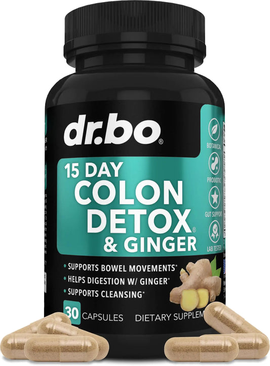 Colon Cleanser Detox for Weight Flush - 15 Day Colon Cleanse Pills with Ginger - Fast Natural Laxative Constipation Relief Bowel Movement Supplements for Intestinal Stomach Bloating Gut Loss Support